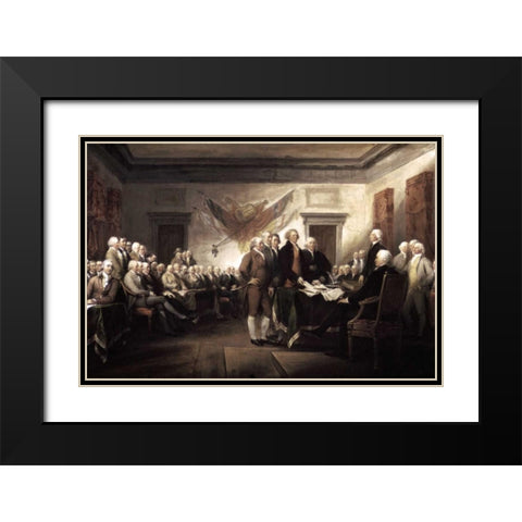 Signing of The Declaration of Independence, 1817-1819 Black Modern Wood Framed Art Print with Double Matting by Trumbull, John