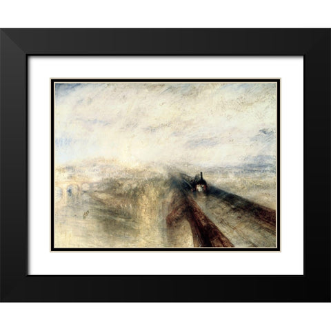 Rain, Steam, and Speed; The Great Western Railway Black Modern Wood Framed Art Print with Double Matting by Turner, Joseph M.W.