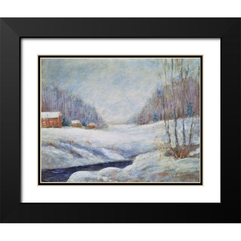 Winter Landscape Black Modern Wood Framed Art Print with Double Matting by Twachtman, John Henry