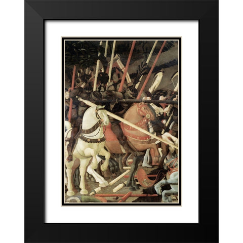 Battle of San Romano (Detail) Black Modern Wood Framed Art Print with Double Matting by Uccello, Paolo