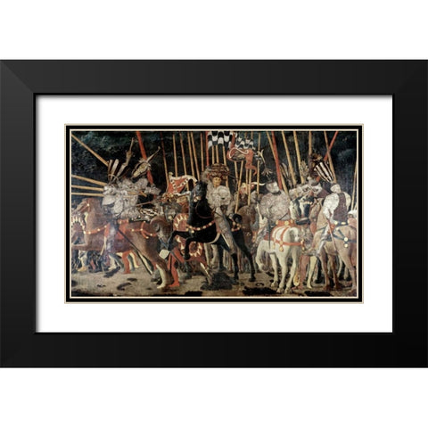 Battle of San Romano: The Counter Attack of Michelotto Da Contignola Black Modern Wood Framed Art Print with Double Matting by Uccello, Paolo