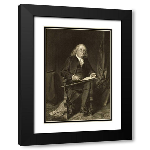 Benjamin Franklin - 1706-1790 Black Modern Wood Framed Art Print with Double Matting by Unknown