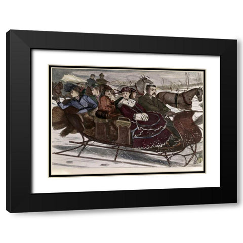 Christmas Belles Black Modern Wood Framed Art Print with Double Matting by Unknown