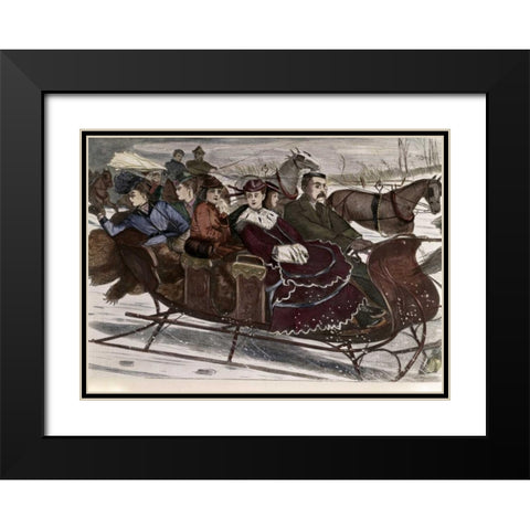 Christmas Belles Black Modern Wood Framed Art Print with Double Matting by Unknown