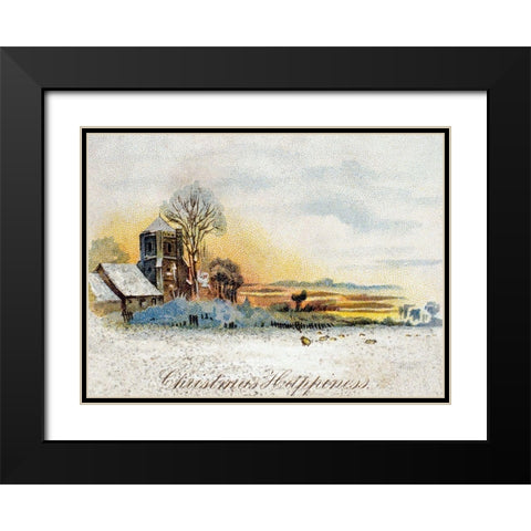 Christmas Happiness Black Modern Wood Framed Art Print with Double Matting by Unknown