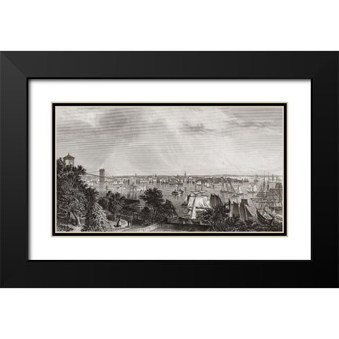 City of New York Black Modern Wood Framed Art Print with Double Matting by Unknown
