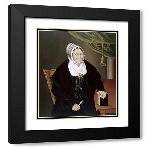 Elderly Quaker Lady Black Modern Wood Framed Art Print with Double Matting by Unknown