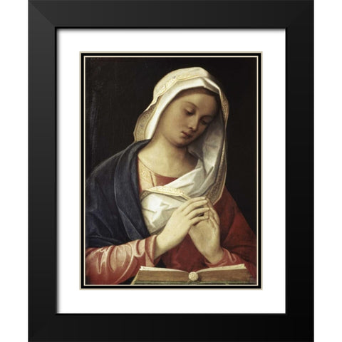 Madonna In Prayer Black Modern Wood Framed Art Print with Double Matting by Unknown