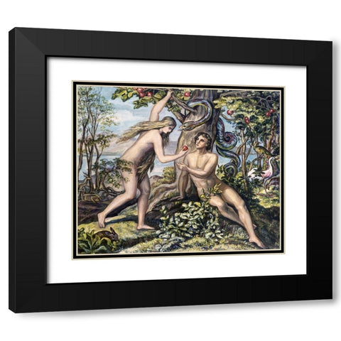 Mans Shameful Fall Black Modern Wood Framed Art Print with Double Matting by Von Carolsfeld, Julius Schnorr