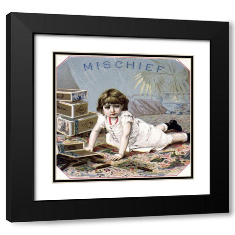 Mischief Black Modern Wood Framed Art Print with Double Matting by Unknown