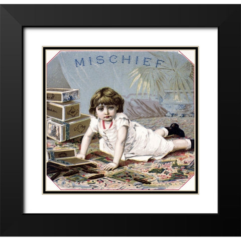 Mischief Black Modern Wood Framed Art Print with Double Matting by Unknown