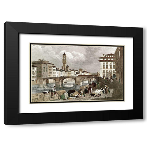 Ponte Santa Trinita Black Modern Wood Framed Art Print with Double Matting by Unknown