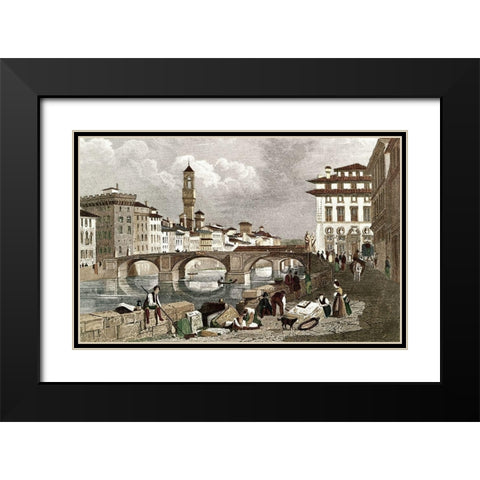 Ponte Santa Trinita Black Modern Wood Framed Art Print with Double Matting by Unknown