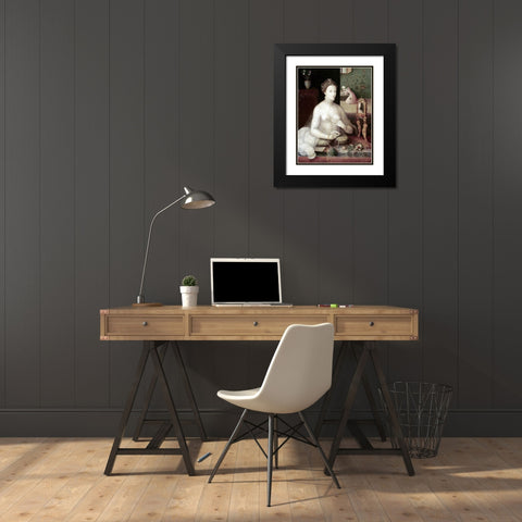 Portrait of a Woman Black Modern Wood Framed Art Print with Double Matting by Unknown