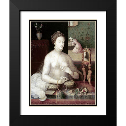Portrait of a Woman Black Modern Wood Framed Art Print with Double Matting by Unknown