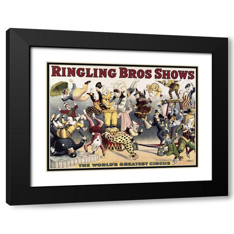 Ringling Bros. Shows Black Modern Wood Framed Art Print with Double Matting by Unknown