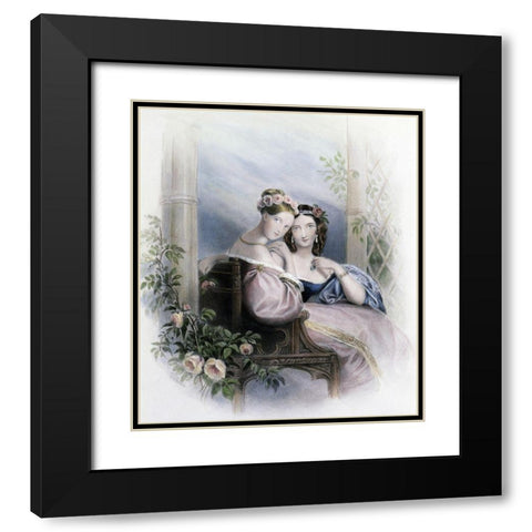 Roses Black Modern Wood Framed Art Print with Double Matting by Unknown