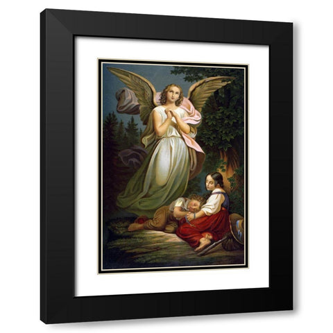 Safe! For the Angel Was Sent to Protect Them Black Modern Wood Framed Art Print with Double Matting by Unknown