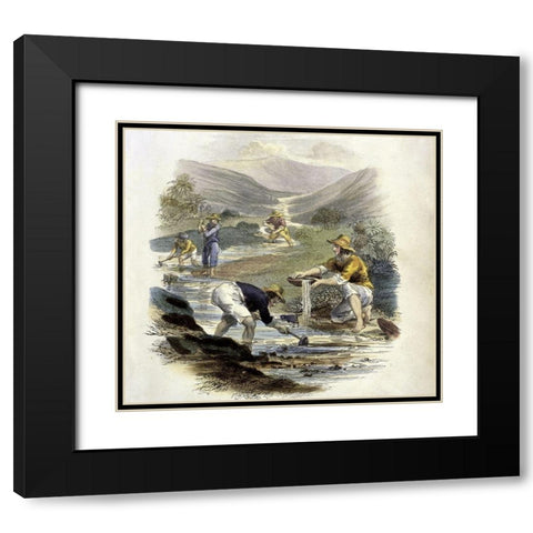 Scene On The Branch of The Sacramento Black Modern Wood Framed Art Print with Double Matting by Unknown