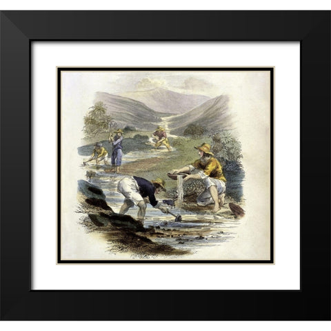 Scene On The Branch of The Sacramento Black Modern Wood Framed Art Print with Double Matting by Unknown