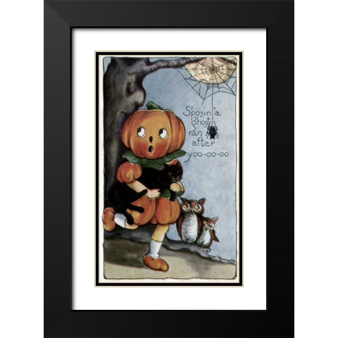 SPosin a Ghost Ran After Yoo-Oo-Oo Black Modern Wood Framed Art Print with Double Matting by Unknown