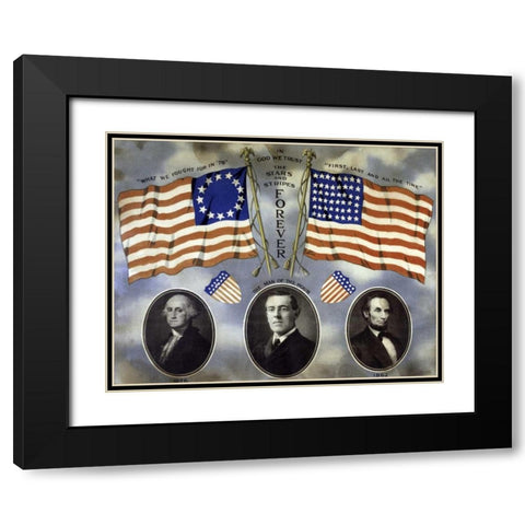 Stars and Stripes Forever Black Modern Wood Framed Art Print with Double Matting by Unknown