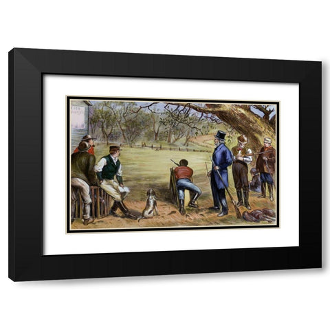Thanksgiving Turkey Shoot Black Modern Wood Framed Art Print with Double Matting by Unknown