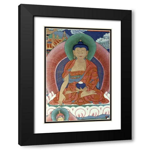 Tigers Den - Detail of Buddha Black Modern Wood Framed Art Print with Double Matting by Unknown