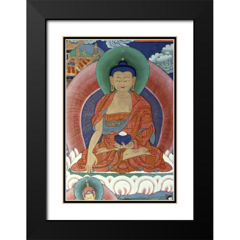 Tigers Den - Detail of Buddha Black Modern Wood Framed Art Print with Double Matting by Unknown
