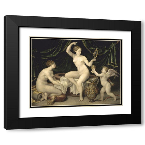 Venus and Cupid Black Modern Wood Framed Art Print with Double Matting by Unknown