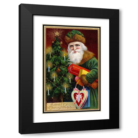 Vintage Santa II Black Modern Wood Framed Art Print with Double Matting by Unknown