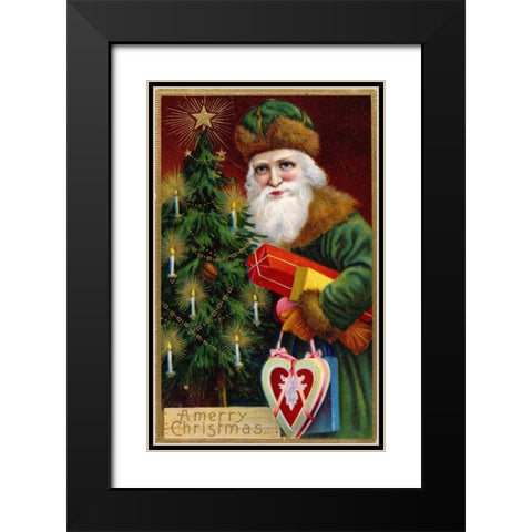 Vintage Santa II Black Modern Wood Framed Art Print with Double Matting by Unknown