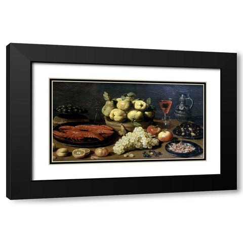 Still Life With Seafood Black Modern Wood Framed Art Print with Double Matting by Van Es, Jacop Fobsen