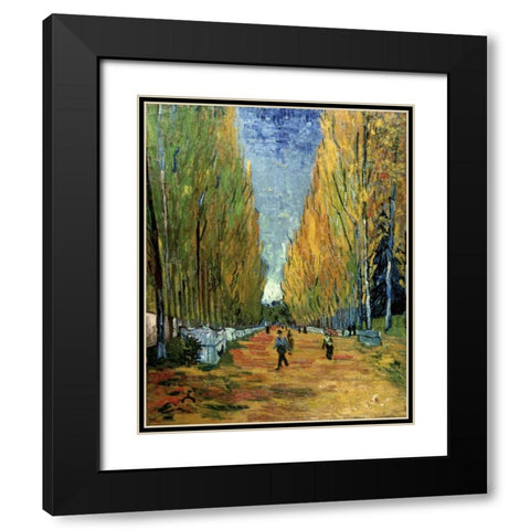 Allee des Alyscamps Black Modern Wood Framed Art Print with Double Matting by Van Gogh, Vincent