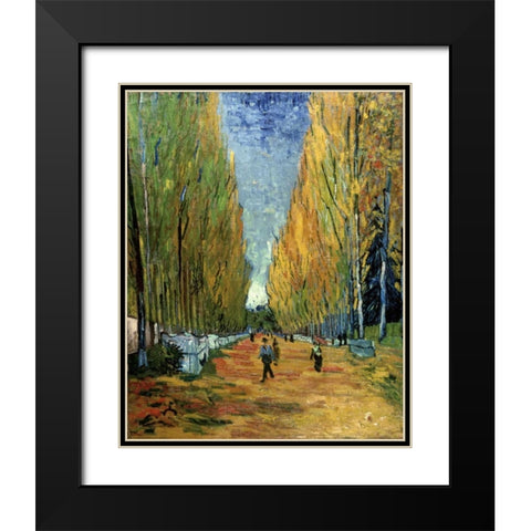 Allee des Alyscamps Black Modern Wood Framed Art Print with Double Matting by Van Gogh, Vincent