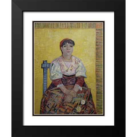 An Italian Woman Black Modern Wood Framed Art Print with Double Matting by Van Gogh, Vincent