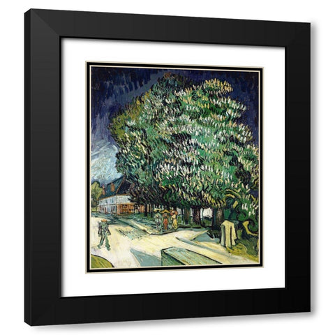 Chestnut Trees in Blossom Black Modern Wood Framed Art Print with Double Matting by Van Gogh, Vincent