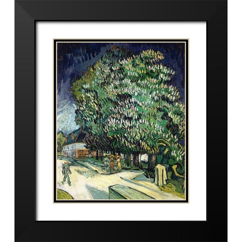 Chestnut Trees in Blossom Black Modern Wood Framed Art Print with Double Matting by Van Gogh, Vincent