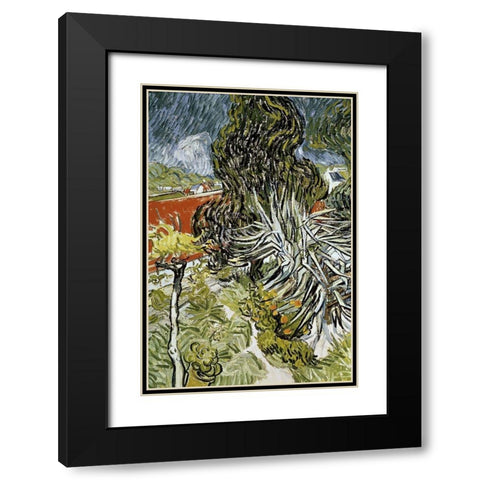 Dr Gachets Garden at Auvers-Sur-Oise Black Modern Wood Framed Art Print with Double Matting by Van Gogh, Vincent