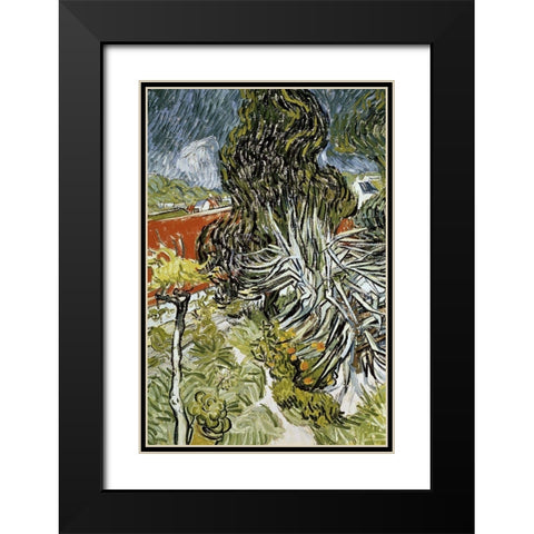 Dr Gachets Garden at Auvers-Sur-Oise Black Modern Wood Framed Art Print with Double Matting by Van Gogh, Vincent