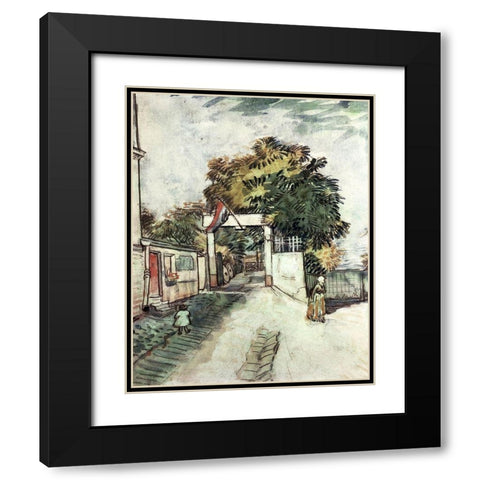 Entrance to the Moulin De La Galette Black Modern Wood Framed Art Print with Double Matting by Van Gogh, Vincent