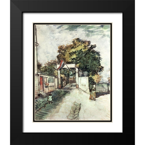 Entrance to the Moulin De La Galette Black Modern Wood Framed Art Print with Double Matting by Van Gogh, Vincent