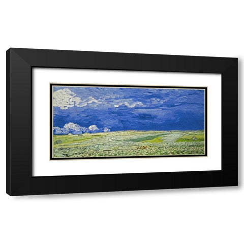 Field under a Stormy Sky Black Modern Wood Framed Art Print with Double Matting by Van Gogh, Vincent