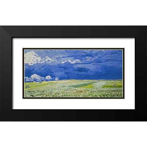 Field under a Stormy Sky Black Modern Wood Framed Art Print with Double Matting by Van Gogh, Vincent
