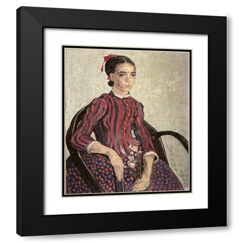 La Mousme Black Modern Wood Framed Art Print with Double Matting by Van Gogh, Vincent