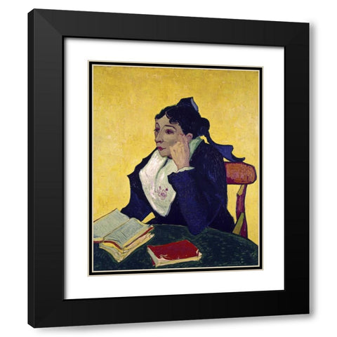 LArlesienne: Madame Joseph Michel Ginoux Black Modern Wood Framed Art Print with Double Matting by Van Gogh, Vincent