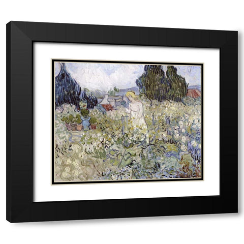 Marguerite Gachet in the Garden at Auvers-Sur-Oise Black Modern Wood Framed Art Print with Double Matting by Van Gogh, Vincent