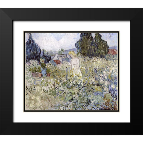 Marguerite Gachet in the Garden at Auvers-Sur-Oise Black Modern Wood Framed Art Print with Double Matting by Van Gogh, Vincent