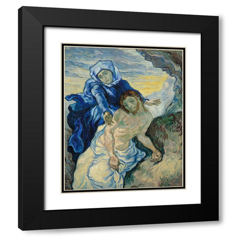 Pieta (After Delacroix) Black Modern Wood Framed Art Print with Double Matting by Van Gogh, Vincent