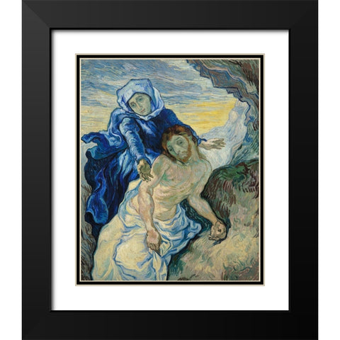 Pieta (After Delacroix) Black Modern Wood Framed Art Print with Double Matting by Van Gogh, Vincent